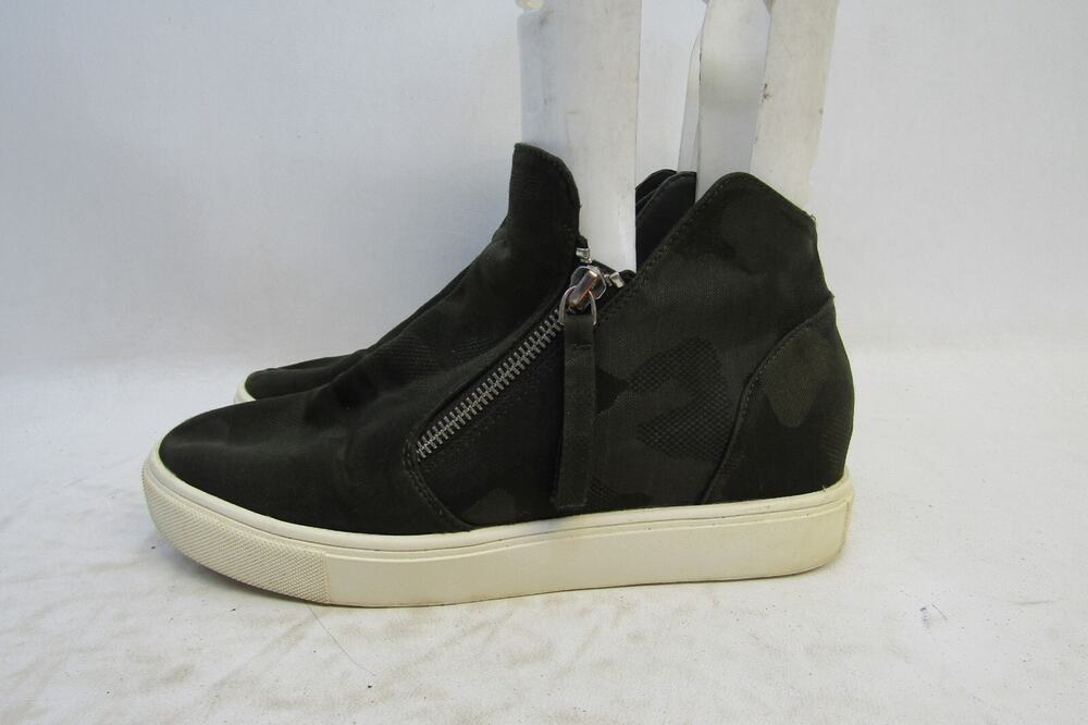 Steve Madden Womens Sz 8 M Dark Green Camo Zip Wedge Ankle Fashion Boots Bootie